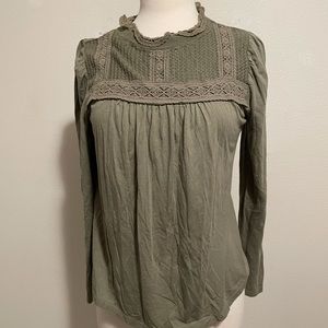 LOFT Longsleeve Lace Blouse In Green Size Large Women’s